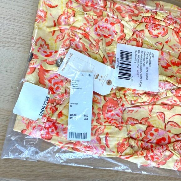 Billabong x Wrangler | Far Away Puff Sleeve Dress Yellow Floral Print New Small - Picture 6 of 8